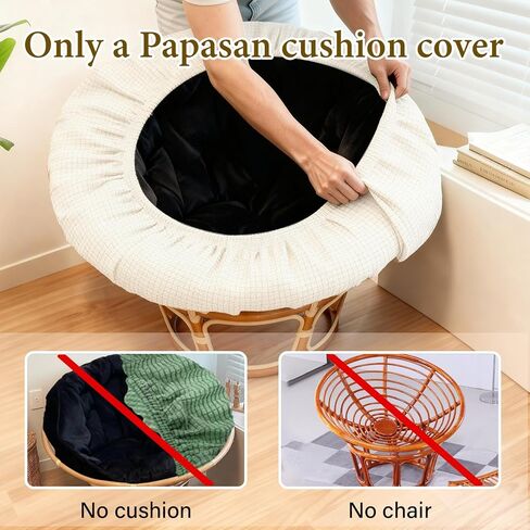 غطاء وسادة كرسي باباسان، غطاء من الصوف الناعم المخملي مقاس 55 بوصة × 55 بوصة فقط، قابل للإزالة والغسل في الغسالة بتصميم قابل للتعديل (أبيض) in Kuwait