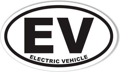 EV Electric Vehicle Oval Bumper Sticker in Kuwait