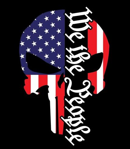 eDesign We The People Skull USA Flag الفينيل ملصق مائي - 4 بوصات - ملصق الدستور الأمريكي الوطني لسيارة شاحنة SUV Van Window Bumper بهلوان الكمبيوتر المحمول وأي سطح أملس 2 حزمة in Saudi Arabia