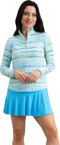 IBKUL Athleisure Wear Sun Protective UPF 50+ Icefil Cooling-Gia Long Sleeve Mock Neck Top in Kuwait