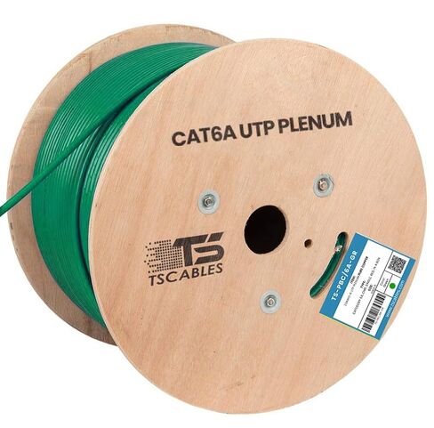 TSCables | Cat6A Plenum (CMP) 1000ft, 750Mhz, PoE++ (4PPoE) | 100% Solid Bare Copper | 23AWG Unshielded Twisted Pairs (UTP), Available in 7 Colors for Easy Identification Across Various Setups in Saudi Arabia