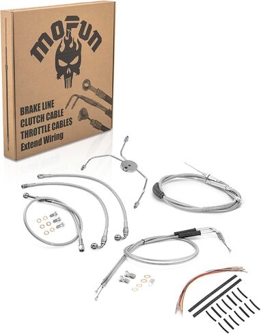 Mofun Clutch Cable & Throttle and Idle Cable & Hydraulic Front Brake Line and Handlebar Extension Wire Kit Compatible with Harley Electra Glide 1996-2007 Non-ABS, Fit 10"-12" Handlebar Chrome in Saudi Arabia