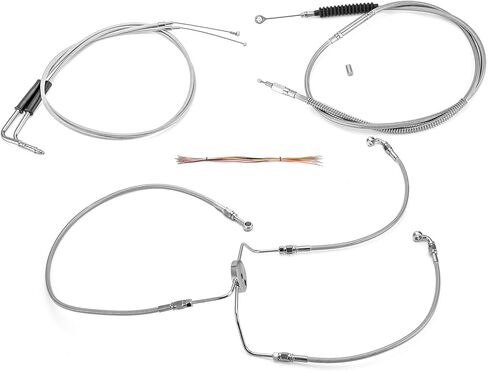 Mofun Clutch Cable & Throttle and Idle Cable & Hydraulic Front Brake Line and Handlebar Extension Wire Kit Compatible with Harley Electra Glide 1996-2007 Non-ABS, Fit 10"-12" Handlebar Chrome in Saudi Arabia