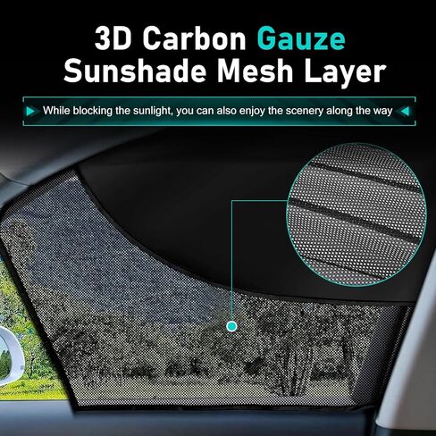 2PC Car Window Sun Shades, Magnetic Double Layer Side Front Window Cover, Full Shade Half Blackout See-Through Design, UV Rays Heat Glare Block Protector,Universal Auto Accessory for Driver Passenger in Kuwait