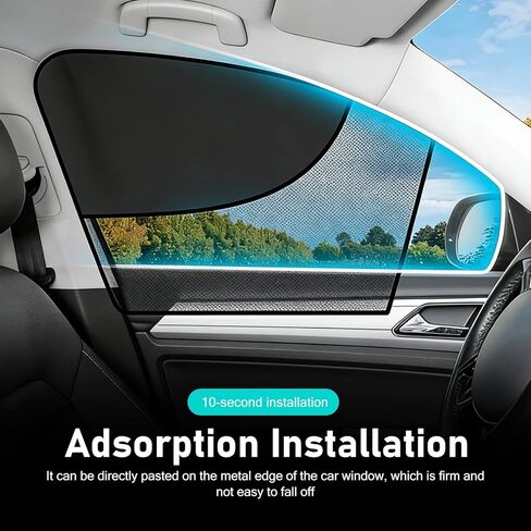 2PC Car Window Sun Shades, Magnetic Double Layer Side Front Window Cover, Full Shade Half Blackout See-Through Design, UV Rays Heat Glare Block Protector,Universal Auto Accessory for Driver Passenger in Kuwait