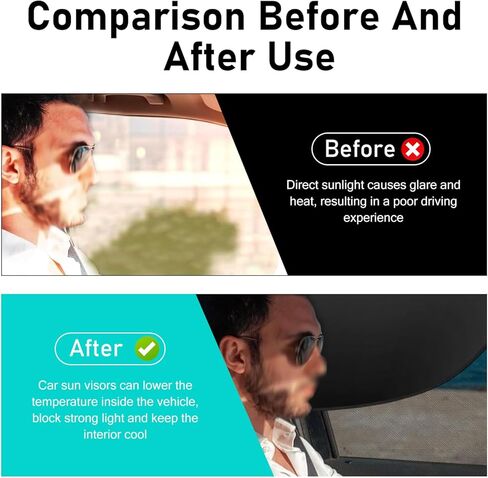 2PC Car Window Sun Shades, Magnetic Double Layer Side Front Window Cover, Full Shade Half Blackout See-Through Design, UV Rays Heat Glare Block Protector,Universal Auto Accessory for Driver Passenger in Kuwait