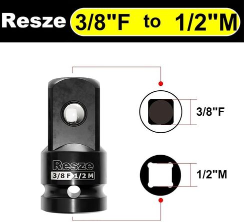 طقم محول ومخفض مقبس الصدمات مكون من قطعتين، مجموعة محول مقبس المحرك 3/8 بوصة إلى 1/2 بوصة، مجموعة أدوات تحويل مفتاح ربط شريط المحول المربع، أدوات ميكانيكية in Kuwait