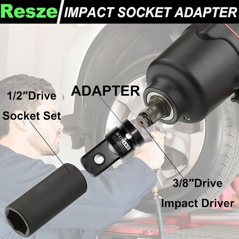 طقم محول ومخفض مقبس الصدمات مكون من قطعتين، مجموعة محول مقبس المحرك 3/8 بوصة إلى 1/2 بوصة، مجموعة أدوات تحويل مفتاح ربط شريط المحول المربع، أدوات ميكانيكية in Kuwait