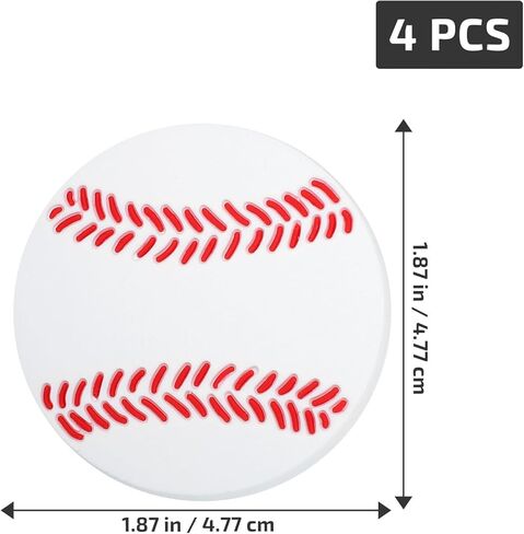 Baseball Pattern Cabinet Pull Handles 4pcs Set, Soft Rubber Single Hole Door and Drawer Knobs for ’ Room Wardrobe and Furniture Accessories in Kuwait