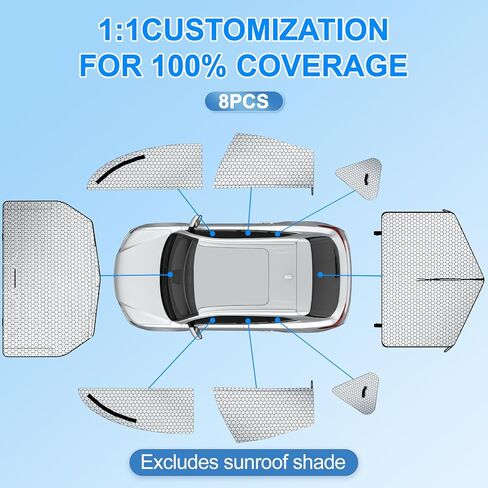 Car Window Shades for Tesla Model Y 2020-2024 Privacy Car Window Covers for Camping | Sleeve-on Design | Upgrade Graphene | Car Window Sunshades for Heat & UV Rays, 8Pcs Set Exclude Roof Sunshade in Kuwait