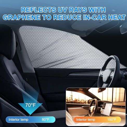 Car Window Shades for Tesla Model Y 2020-2024 Privacy Car Window Covers for Camping | Sleeve-on Design | Upgrade Graphene | Car Window Sunshades for Heat & UV Rays, 8Pcs Set Exclude Roof Sunshade in Kuwait