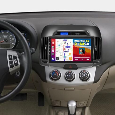 Fuluku【for Hyundai Elantra 2007-2010】 Android Car Stereo with Wireless Carplay Android Auto, 9" Touch Screen Radio Dash Kit GPS Navigation WiFi Bluetooth SWC Mirror Link, Mic Backup Camera in Kuwait