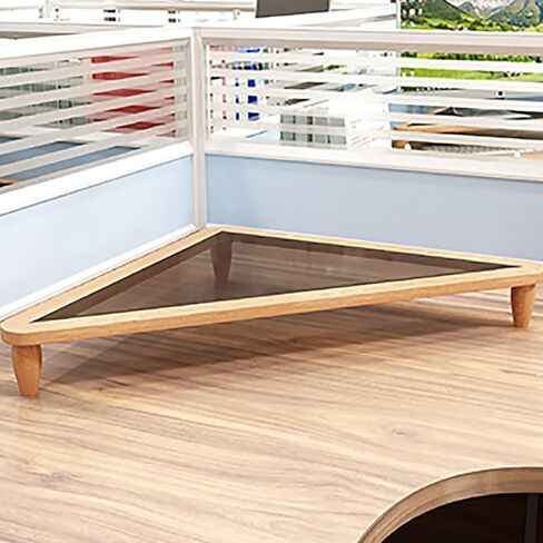 Corner Monitor Stand Triangle Computer Monitor Riser Stand Tempered Glass & Solid Wood, Save Space Screen Shelves for LED TV, Office Desktop Corner Shelf Organizer Easy Assembly (Color : Wood), in Saudi Arabia