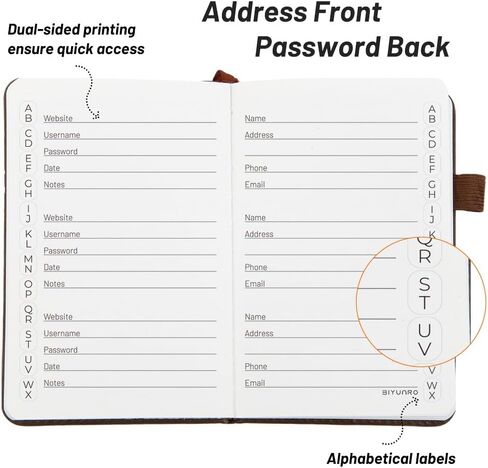 دفتر جيب صغير ودفتر عناوين صغير ودفتر كلمات المرور مع ملصقات أبجدية (بني) in Kuwait