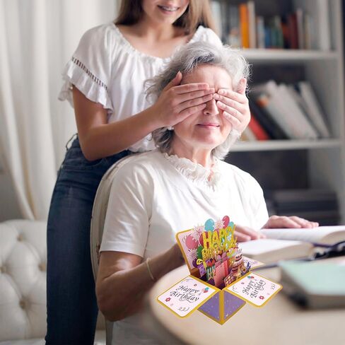 3D Happy Birthday Card, Paper Pop Up Birthday Cards Greeting Cards with Blank Card and Envelope, Unique Birthday Gift for Women Mom Wife Daughter Grandma Girlfriend (happy Birthday) in Saudi Arabia