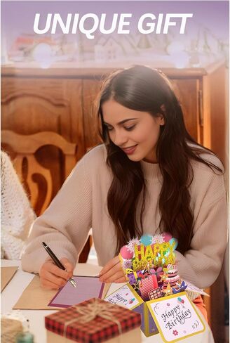 3D Happy Birthday Card, Paper Pop Up Birthday Cards Greeting Cards with Blank Card and Envelope, Unique Birthday Gift for Women Mom Wife Daughter Grandma Girlfriend (happy Birthday) in Saudi Arabia