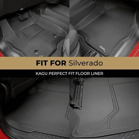 3D MAXpider Custom Fit Kagu Floor Mat (Black) Compatible with GMC Sierra 1500 Crew Cab 2019-2026 / 2500HD/3500HD Crew Cab 2020-2026 (w/ Bucket Seats, Rear Carpeted Underseat Storage) - Full Set in Saudi Arabia