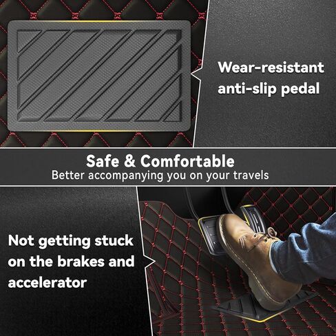 Floor Mats for Toyota RAV4 2020-2025,Nappa Leather Car Floor Mats Full Set Waterproof Carpet All Weather Rugs Luxury Floor Liners - Black Red in Saudi Arabia
