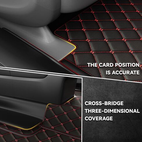Floor Mats for Toyota RAV4 2020-2025,Nappa Leather Car Floor Mats Full Set Waterproof Carpet All Weather Rugs Luxury Floor Liners - Black Red in Saudi Arabia