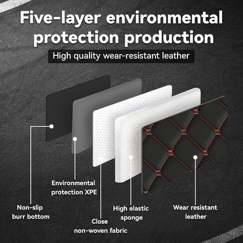 Floor Mats for Toyota RAV4 2020-2025,Nappa Leather Car Floor Mats Full Set Waterproof Carpet All Weather Rugs Luxury Floor Liners - Black Red in Saudi Arabia