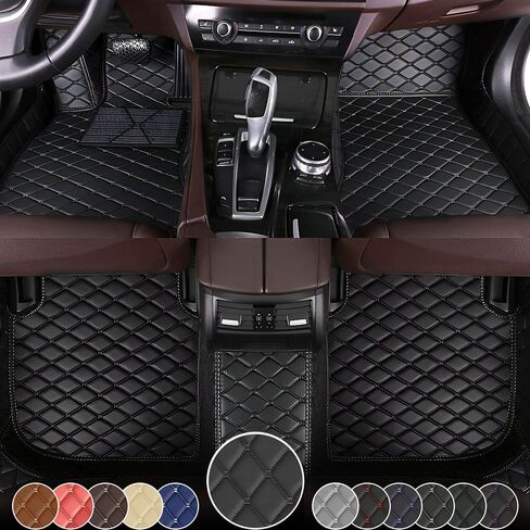 Floor Mats for Toyota RAV4 2020-2025,Nappa Leather Car Floor Mats Full Set Waterproof Carpet All Weather Rugs Luxury Floor Liners - Black Red in Saudi Arabia