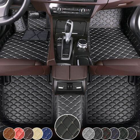 Floor Mats for Toyota RAV4 2020-2025,Nappa Leather Car Floor Mats Full Set Waterproof Carpet All Weather Rugs Luxury Floor Liners - Black Red in Saudi Arabia