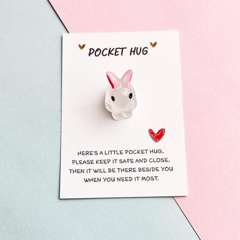 Pocket Hug Bunny Greeting Card - 3.15x2.16in with Pre-Attached Resin Rabbit (0.94x0.78in), Inspirational Greetings & Messages in Saudi Arabia