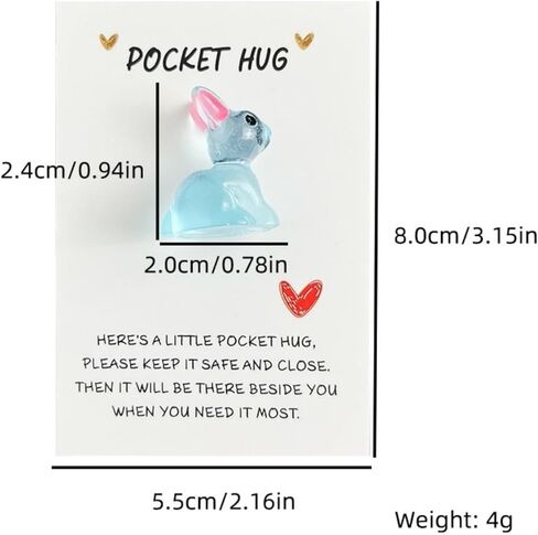 Pocket Hug Bunny Greeting Card - 3.15x2.16in with Pre-Attached Resin Rabbit (0.94x0.78in), Inspirational Greetings & Messages in Saudi Arabia