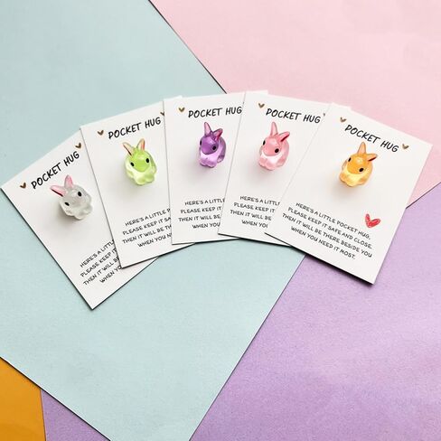 Pocket Hug Bunny Greeting Card - 3.15x2.16in with Pre-Attached Resin Rabbit (0.94x0.78in), Inspirational Greetings & Messages in Saudi Arabia
