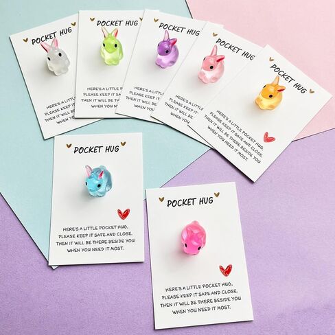 Pocket Hug Bunny Greeting Card - 3.15x2.16in with Pre-Attached Resin Rabbit (0.94x0.78in), Inspirational Greetings & Messages in Saudi Arabia