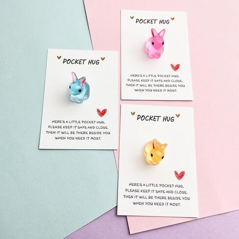 Pocket Hug Bunny Greeting Card - 3.15x2.16in with Pre-Attached Resin Rabbit (0.94x0.78in), Inspirational Greetings & Messages in Saudi Arabia