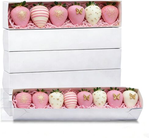 20 Pack 12x2x2 Inch Chocolate Covered Strawberries Boxes, Macaron Boxes Drawer Cookie Boxes with Full Clear Window for Christmas Mother's Day Valentine's Day in Saudi Arabia