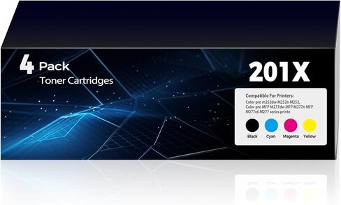 201A 201X خراطيش حبر بديلة Pro MFP M277dw M252dw لحبر HP 201A 201X (مع رقاقة) CF400A CF400X CF401A CF402A CF403A يعمل لطابعة M277c6 M277n M277 M252n 4 عبوات (1BK+1C+1M+1Y) in Kuwait
