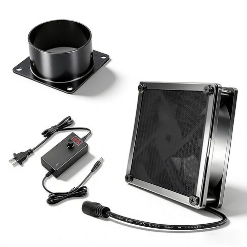 3" Axial Exhaust Fan, 4500RPM 80mm DC12V Dual Ball Bearings Air Exhaust Extractor Fan Kit for 3D Laser, Paint Booth (LED Display Controller, 3" Duct Flange, Mesh) in Saudi Arabia