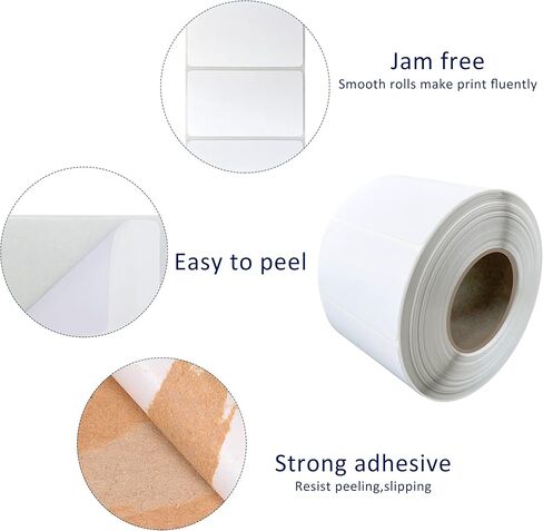 2.25"x1.25" Direct Thermal Stickers,1000 Labels,Replacement Roll for Desktop Printer,Compatible with Rollo,Zebra,MUNBYN,POLONO,Self-Adhesive for DIY Logo,QR Code,Name Tag,UPC Barcodes,Address in Kuwait