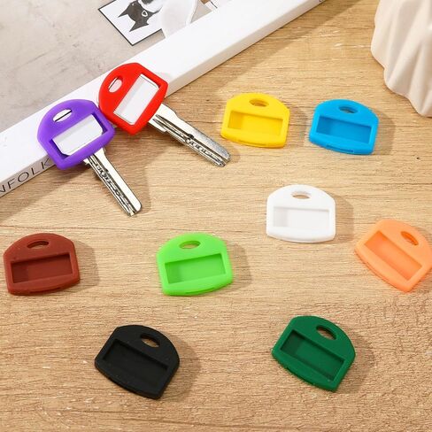 JANYUN 60 Pcs Colored Key Covers, 1 Inch Rubber Key Identifiers Tags with Labels Key Head Protectors for Home Office Car Keys Classification Organization in Saudi Arabia