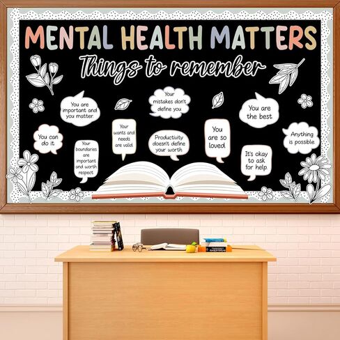Mental Health Bulletin Board Motivational Classroom Bulletin Board Decors Therapy Offices Decor Inspirational Positive Affirmations Accents Psychology Wall Art for School Office Home Classroom Supply in Saudi Arabia