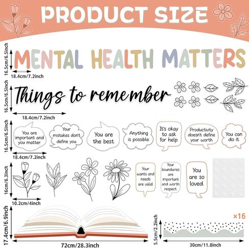 Mental Health Bulletin Board Motivational Classroom Bulletin Board Decors Therapy Offices Decor Inspirational Positive Affirmations Accents Psychology Wall Art for School Office Home Classroom Supply in Saudi Arabia