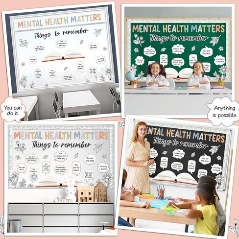 Mental Health Bulletin Board Motivational Classroom Bulletin Board Decors Therapy Offices Decor Inspirational Positive Affirmations Accents Psychology Wall Art for School Office Home Classroom Supply in Saudi Arabia