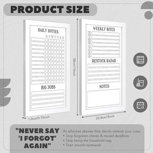 Lincia 2 Pcs Family Planner Dry Erase Boards for Wall 9" x 15" Weekly Calendar Dry Erase Featuring Chore Chart Shopping List Weekly Meal Planner and Notes for Home Family Office Kitchen (White) in Saudi Arabia