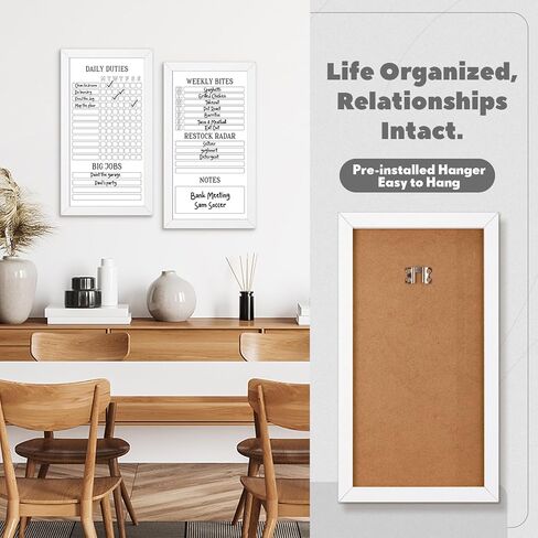 Lincia 2 Pcs Family Planner Dry Erase Boards for Wall 9" x 15" Weekly Calendar Dry Erase Featuring Chore Chart Shopping List Weekly Meal Planner and Notes for Home Family Office Kitchen (White) in Saudi Arabia