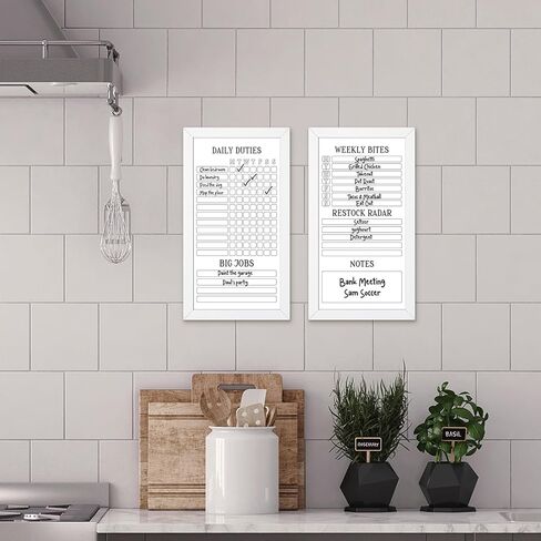 Lincia 2 Pcs Family Planner Dry Erase Boards for Wall 9" x 15" Weekly Calendar Dry Erase Featuring Chore Chart Shopping List Weekly Meal Planner and Notes for Home Family Office Kitchen (White) in Saudi Arabia