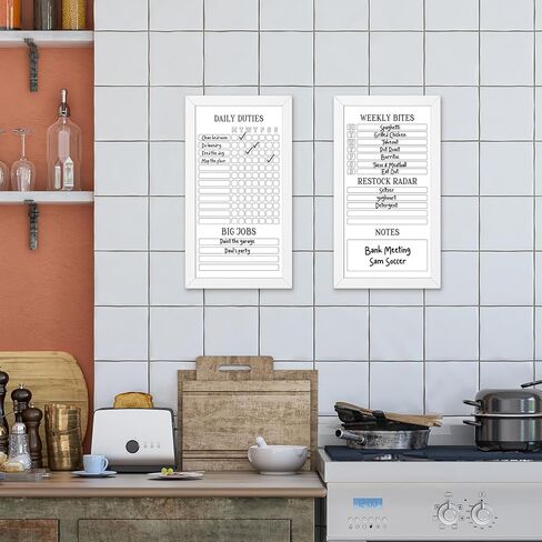 Lincia 2 Pcs Family Planner Dry Erase Boards for Wall 9" x 15" Weekly Calendar Dry Erase Featuring Chore Chart Shopping List Weekly Meal Planner and Notes for Home Family Office Kitchen (White) in Saudi Arabia