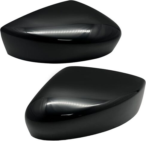 A-Premium 2 PCS Driver and Passenger Side Rearview Mirror Covers Caps - Compatible with Nissan Versa Versa Note 2015 2016 2017 2018 2019 - Smooth Black, Without Turn Signal Hole in Saudi Arabia