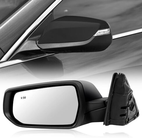 Right Passenger Side Mirror Fit for Chevy Malibu 2016 2017 2018 2019 2020 2021 2022, Rear View Mirror with Blind Spot Detection/Memory/Heated/Turn Signal Light/Manual Folding (12Pins, Gloss Black) in Saudi Arabia