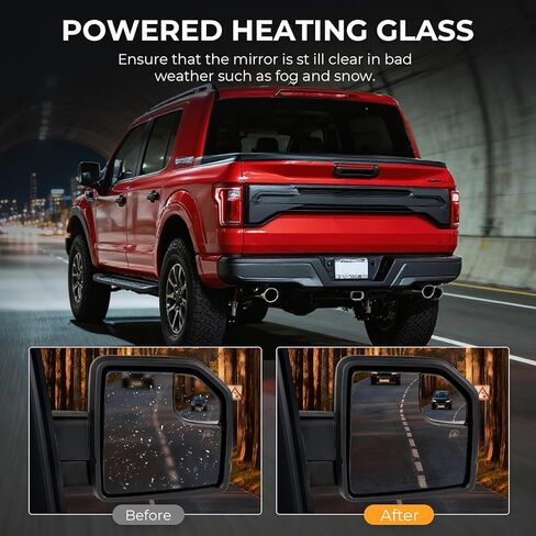 مجموعة مرآة الرؤية الجانبية للركاب متوافقة مع Ford F-150 2015-2020، زجاج ساخن قابل للتعديل كهربائيًا، إشارة الانعطاف ومرآة النقطة العمياء، تحل محل ‎FL3Z17682CB in Kuwait