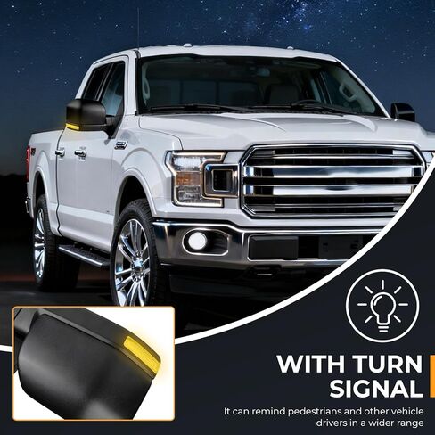 مجموعة مرآة الرؤية الجانبية للركاب متوافقة مع Ford F-150 2015-2020، زجاج ساخن قابل للتعديل كهربائيًا، إشارة الانعطاف ومرآة النقطة العمياء، تحل محل ‎FL3Z17682CB in Kuwait