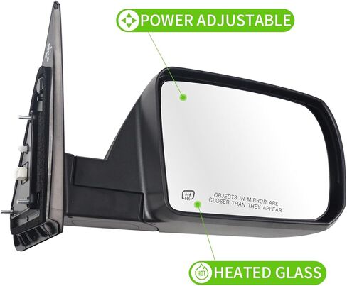 Side Mirror Car Door Mirror Fits for Toyota Tundra 2007-2013 Sequoia Right Passenger Side| Power Adjustable Glass |Heated |TO1321252 | TEXTURE BLACK (RH)-5 Wires in Saudi Arabia