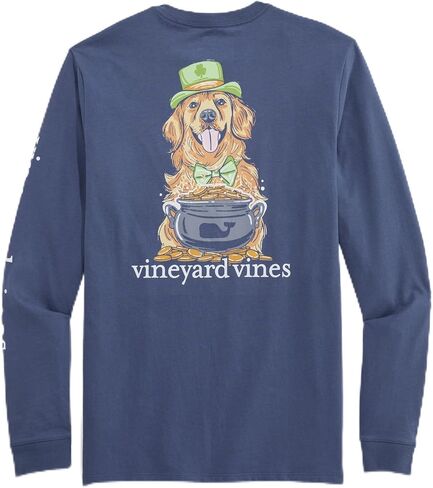 Vineyard Vines Men's St. Patty's Day Dog Long-Sleeve Pocket Tee in Saudi Arabia