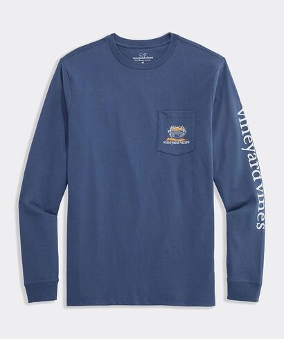 تي شيرت Vineyard Vines للرجال بأكمام طويلة للجيب بمناسبة عيد القديس باتي in Kuwait